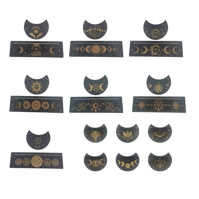 Qsvbeeqj Wooden Tarot Card Holder Display Stand Rectangle Moon Shape Tarot Deck Holder Witch Divinations Tool Easy To Carry Portable Tarot Card Display Stand Divinations Game Accessories