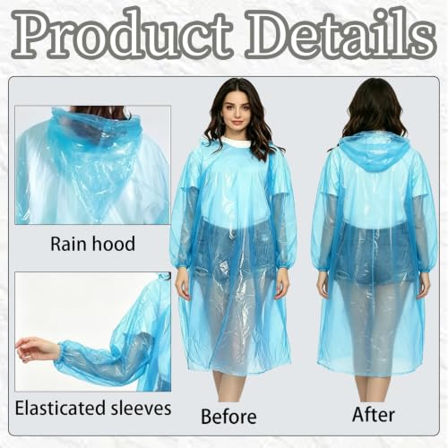 Image of 6 pcs Raincoat for Men Waterproof, Emergency Rain Protection During Sudden Showers, Compact Storage in Briefcases and Backpacks, Lightweight Packing for Travel and Hiking, Head to Toe 110