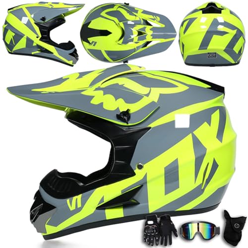 Casco de motocross para adolescentes y adultos, casco integral para todoterreno, descenso, moto de cross, cascos de moto para exteriores, casco de moto de cross para niños y niñas,Color G-M(54~55cm)