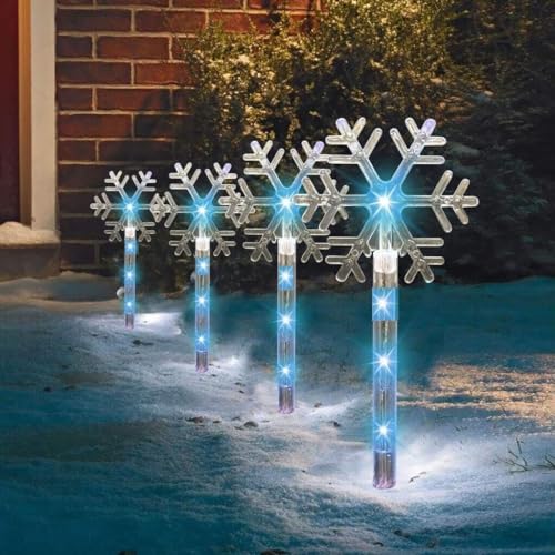 Optimal Products Christmas Snowflake Stake Lights 8PCS LED Outdoor Garden Pathway Xmas Decoration UK...