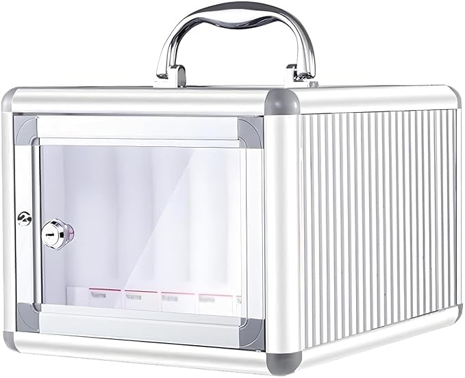 Ellozia Cell Phone Locker 6 Slots Metal Mobile Phone Storage Box Cell Phone Storage Cabinet with Lock Storage Placement Box, Silver