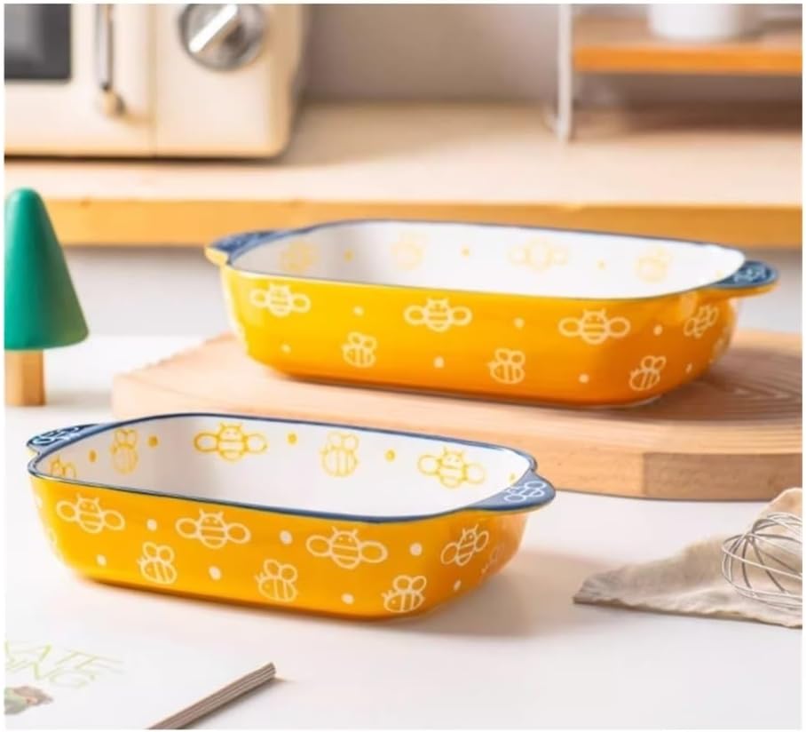 Baking Dishes Ceramic Baking Tray for Wide Noodles, Flat Bottomed Pan with Clay Pot(Medium)