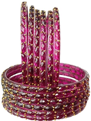 Image of JPS Plain and Glossy Finished Raindrop Glass Bangles Set for Women & Girls | Traditional Ethnic Chudi for Wedding, Party & Regular- Set of 12 Pcs of One Colour | Wedding Special