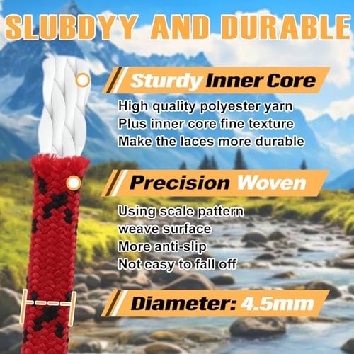 Image of DELELE 2 Pair Thick Round Climbing Shoelaces Hiking Shoe Laces Boot Laces