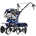 Produktbild DENQBAR Motorhacke Gartenfräse mit Benzin-Motor 3,6 kW (5 PS), Bodenhacke mit 2 Arbeitsbreiten (36 und 60 cm), inkl. Schutzscheiben, Schutzblecherweiterung und Transportrad