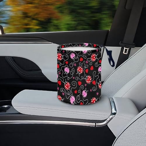 Image of Renewold Car Trash Can Ladybug Print Car Trash Bag Hanging with Adjustable Straps Foldable and Portable Garbage Bin Bedroom Camping Picnic Hiking Beach Storage Orgainzer Desktop Bag Waterproof