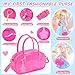 INNOCHEER Little Girls Purse, Toddler Purse Flower Girl Gift Girl Toys, Hot Pink Patent Leather Play Purse for Little Girls, Pretend Play Toy Kids Purse Gifts Toys for 3 4 5 6 7 8 Year Old Girls