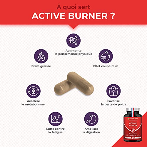 BRULEUR DE GRAISSE PUISSANT - Puissant Complexe de Plantes Amaigrissant dont Gingembre - Effet Minceur Efficace - ACTIVE BURNER - 90 Gélules Vegan - Nutrimea - Fabriqué en France – Image 3