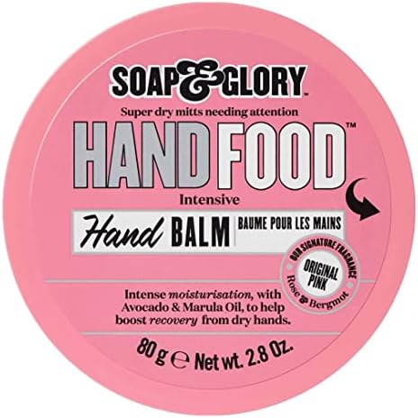Soap & Glory Original Pink Hand Food Intensive Hand Balm - Avocado + Marula Oil Hydrating Cuticle & Hand Moisturizer - Rose & Bergamot Scented Hand Cream for Dry Hands (80g)