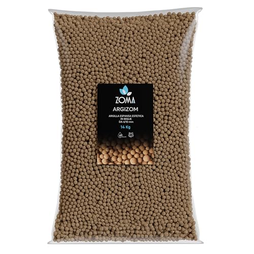 zoma argilla espansa per piante in vaso, palline argilla a grana piccola per drenaggio e areazione, argilla espansa per idroponica e decorazione estetica senza colorazione chimica (50litri 14kg)