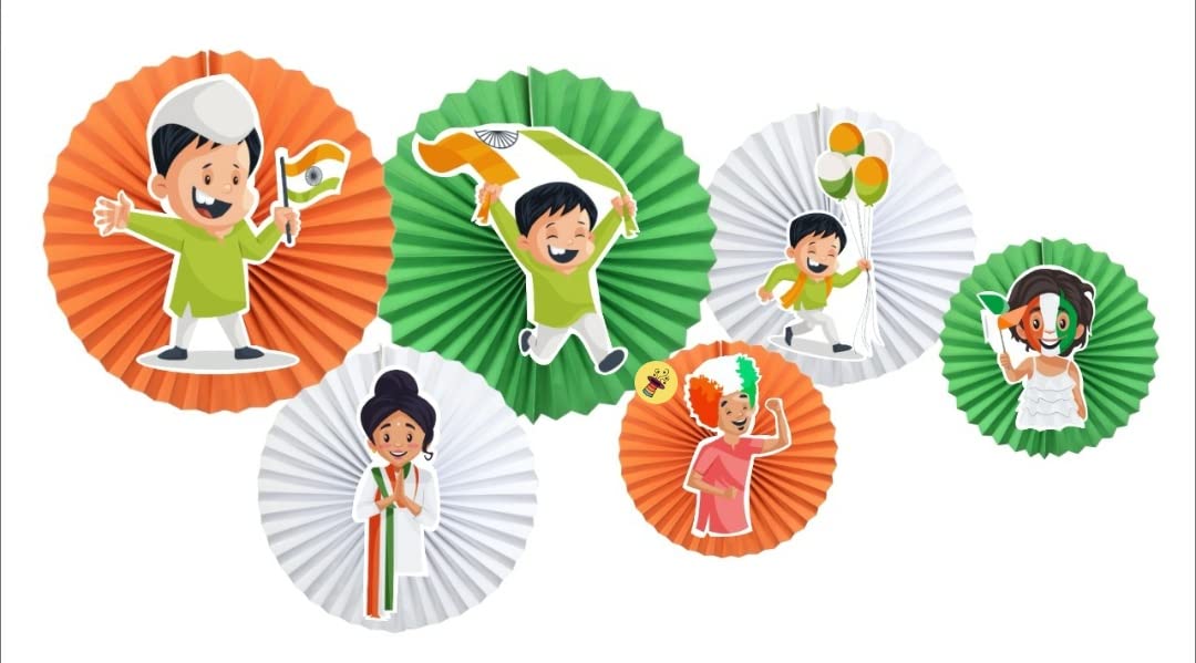 Atpata Funky Republic Day/Independence Day Celebrating Indians Tri Colour Paper Fans