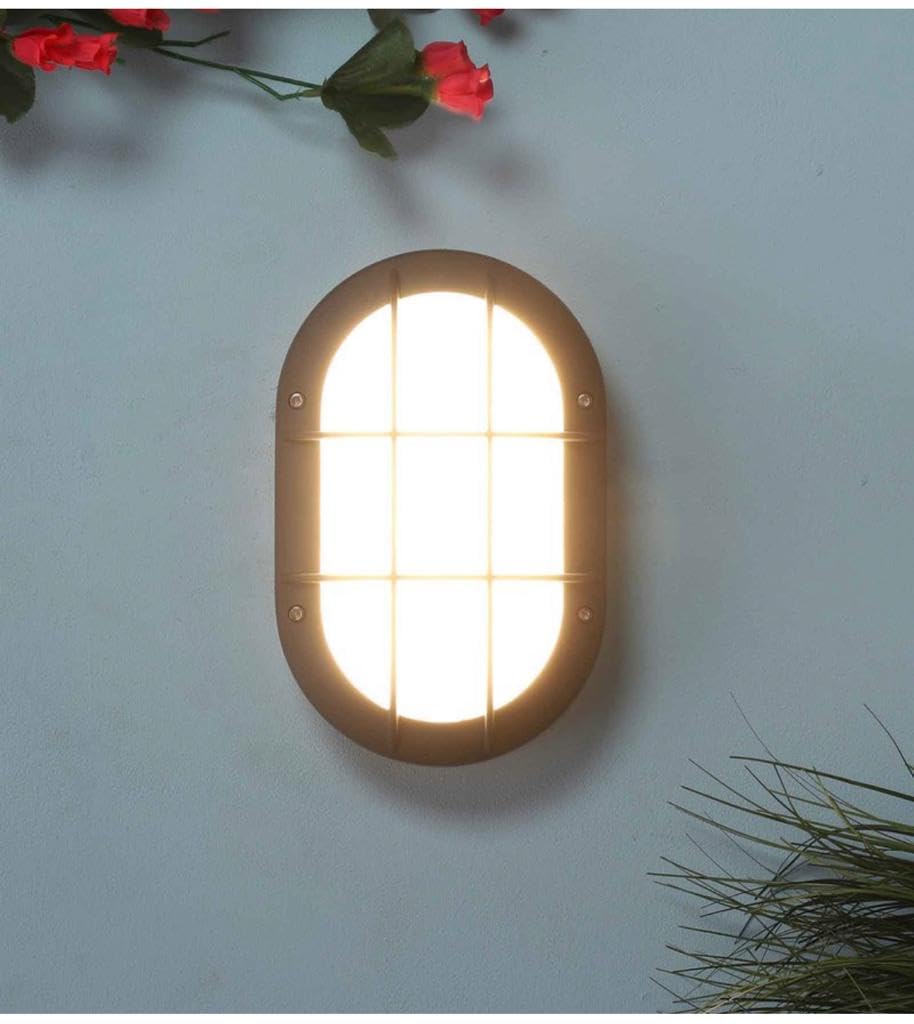 Grey LED Indoor/Outdoor RUF&TUF Bulkhead Wall Light IP65 Terrace/Porch/Parking/Over GATE/Outer Area/Backyard FRONTYARD/Garden/Stairs/Venti Area/Corridor of Home Hotel Workplace Resort Pub Cafe