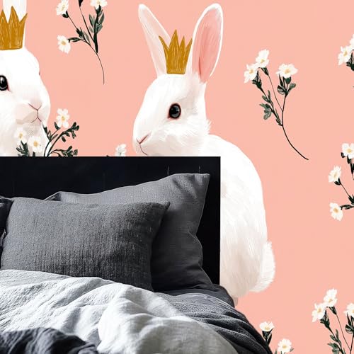 Fotomural de cuento de hadas con conejos para decorar el dormitorio infantil 6