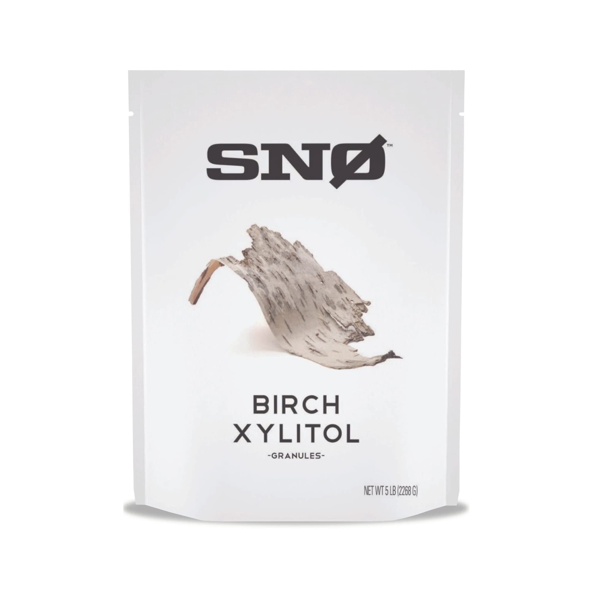 SNØ Pure Birch Xylitol - 5LB Resealable Bag - Pharmaceutical Grade and Diabetic-friendly, Non-GMO, Vegan, GF & Kosher!