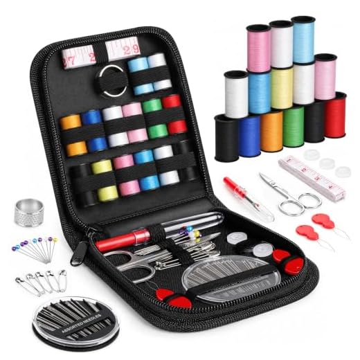 Coquimbo Sewing Kit Gifts for Women, Mom, Traveler, Adults, Beginner, Emergency, Sewing Supplies Accessories with Scissors, Thimble, Thread, Sewing Needles, Tape Measure etc (Black, S)