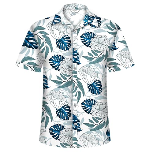 Image of Hawaiian Shirt for Men Tropical Shirts Summer Beach Button Down Short Sleeve Luau Aloha Floral Cruise Vacation Outfit 2026