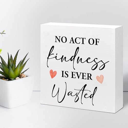 Miniatura 5 de Letrero de madera con texto en inglés "No Act of Kindness is Ever Wasted" (No Act of Kindness is Ever Wasted) con texto en inglés "No Act of