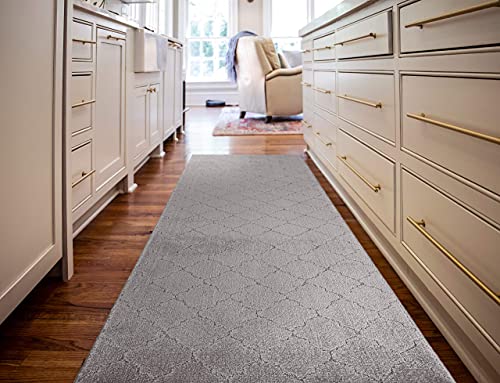 Custom Size Runner Rug Carpet For Hallway Entryway, Slip Resistant Rubber Backed 27 Inch Wide X Your Choice Of Length Cloud Grey, 27 Inch X 9 Feet, Sold And Priced Per Foot #TOP1