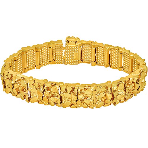 Lifetime Jewelry 16Mm Rugged Nugget Link Bracelet For Men And Women 24K Gold Plated #TOP3
