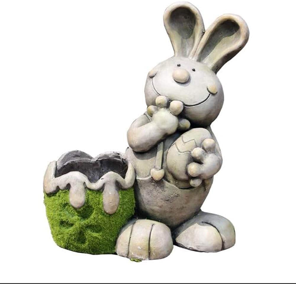 Sculpture de jardin lapin pour balcon et terrasse fleurie