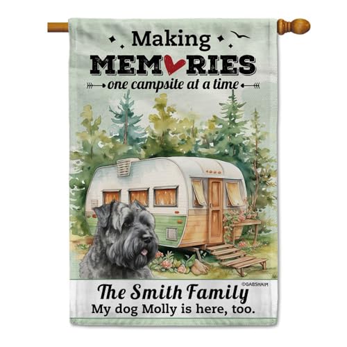 GABSHAIM Custom Making Memories Hausflagge für draußen, Bouvier des Flandres, Hund, Wohnmobil, Anhänger, Camping, Campingplatz, Dekoration, Flagge, Banner, 71,1 x 101,6 cm, doppelseitig