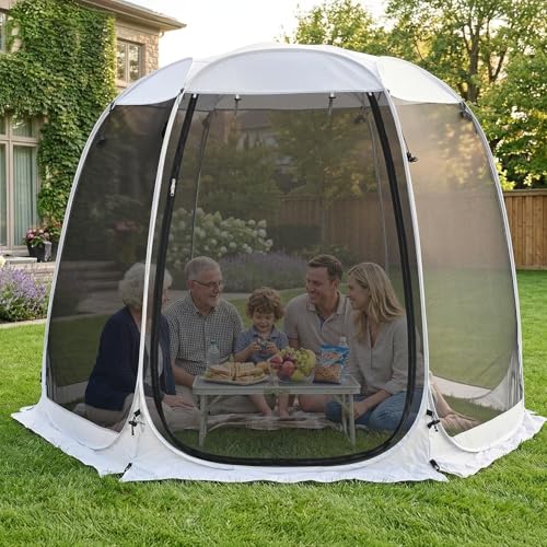 LEEDOR® Pop Up Screen House, 4-6 Person Outdoor Screen Tent, Camping Screen Room with Carry Bag, Screen Gazebo with Mosquito Netting, Instant Sun Shelter for Garden, Patio, Backyard 10'x10'