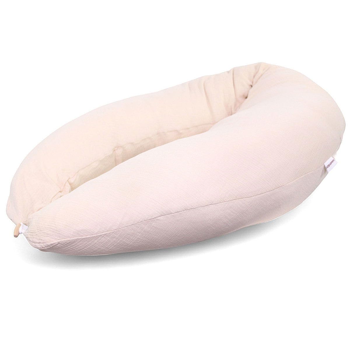 HOBEA-Germany Almohada de Lactancia XXL Almohada de posicionamiento Almohada para Embarazadas Almohada para Dormir de Lado Grande (Muselina Beige, Almohada de Lactancia)