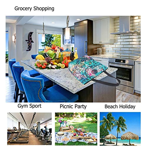 Zzwwr Boho Beautiful Galaxy Ancient Geometric Mandala Large Canvas Gym Beach Travel Reusable Grocery Shopping Tote Bag Foldable Handbag Portable Storage Handbags #TOP4