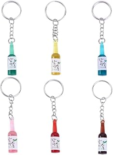 6PCS Simulation Soju Cans Keychains Fashion Drink Soju Bottle Keychain 6 Colors Resin Beer Wine Trinket Women Keyring Bag Decor Pendant Jewelry