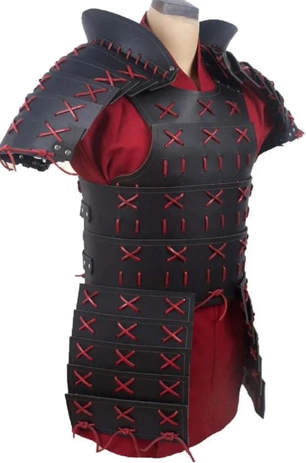 Leather Samurai Armor | Medieval Samurai Cuirass Armor | Leather Knight Armor | Steampunk Fantasy Unisex Viking Armor (Black)