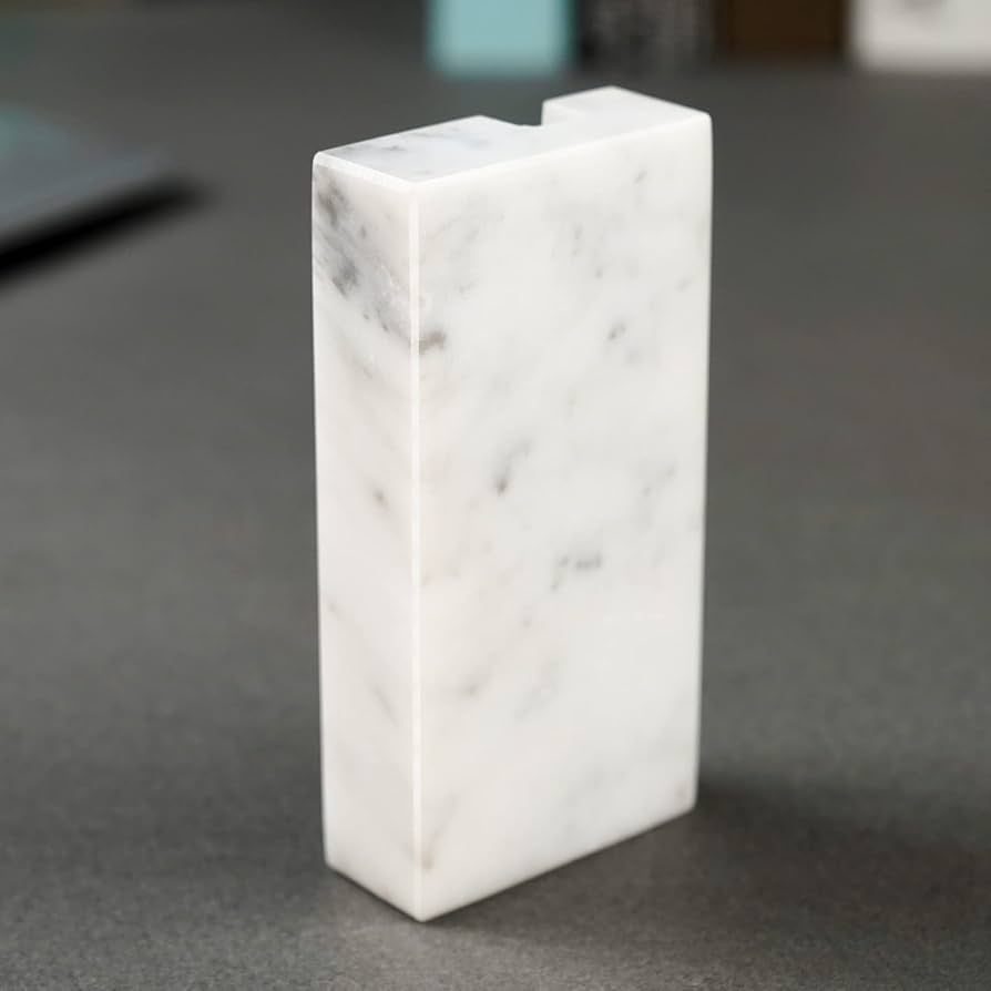 MaxGear Business Card Holder for Desk, White Carrara Marble
