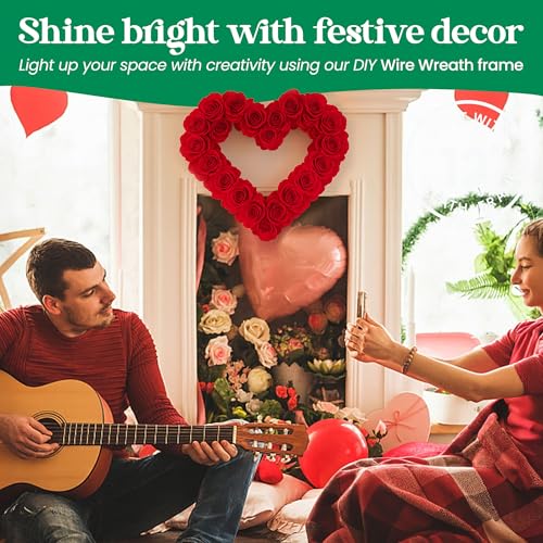 image for Upstout 2-Pack 14 Inch Wire Wreath Frame – Heart Metal Wreath Form w