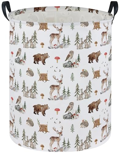 Image of Laundry Basket Animal Hamper for Nursery Woodland Hamper Cute Storage Bin Organizer Room Decor for Home(Woodland animal)