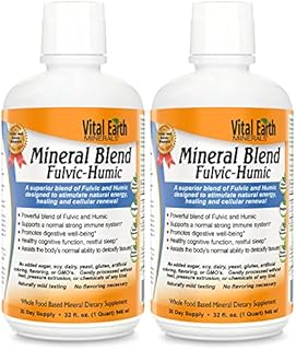 Vital Earth Fulvic Humic Mineral Blend, Vegan Liquid Ionic Trace Minerals, Multimineral Supplement, Fulvic Acid, Trace Mineral Drops, Fulvic Minerals, Mineral Supplements (2 Pack - 32 Fl Oz Ea)