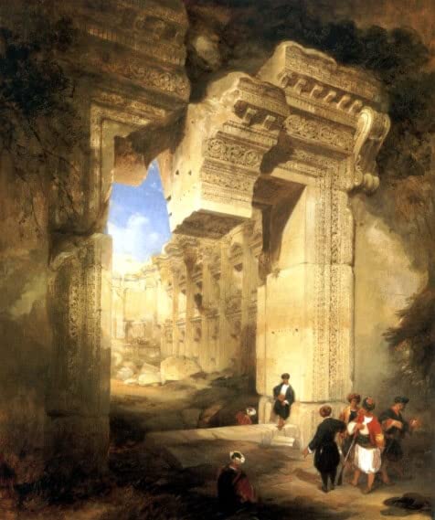 Pintura sobre lienzo abstracta del Templo de Baalbec para decoración de interiores