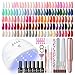 PEACECOLOR Kit Uñas Semipermanentes, 40PCS Esmaltes Pintauñas Semipermanentes Base Top Coat Brillante Mate Glitter, Lámpara U V/LED Lima Electrica Uñas Kit Completo Regalos Principiantes