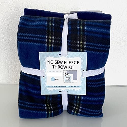 Stewart Plaid Navy Anti-Pill No-Sew Throw Fleece Fabric Kit (50x60)
