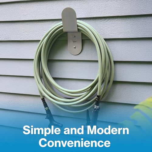 Image of Aquor Stainless Steel Garden Hose Hanger, Sleek Hook for Outside Wall or Garage, Heavy Duty Garden Hose Holder Wall Mount for Storage - Bracket Holder for up to 75 ft x 5 /8 inch