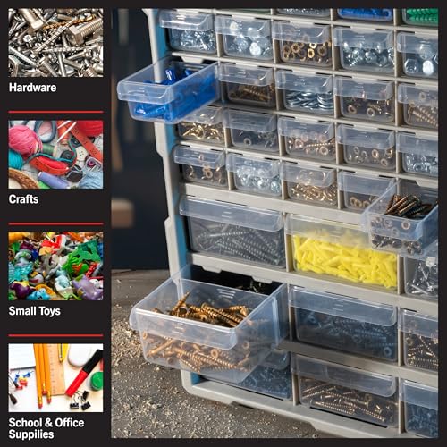 Stalwart 39-Drawer Plastic Small Parts Organizer - Desktop or Wall Storage Drawers for Organizing Hardware, Crafts, Garage, or Classroom (Black) thumbnail 7