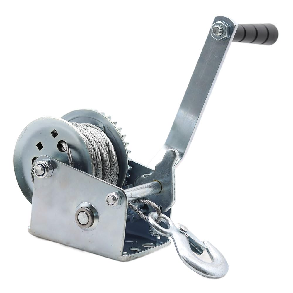 Robuster manueller Seilwinde – 272,2 kg Kapazität, 8 m Drahtseil für Marine, Off-Road, Heimwerken, Notfallziehen, tragbare Handkurbelwinde, vielseitige Hebelösung
