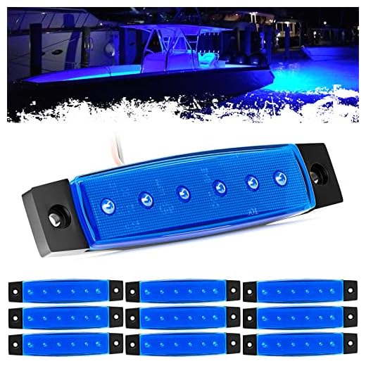PSEQT LED Boat Interior Lights Marine Courtesy Light Strip Deck Transom Cockpit Navigation Lighting Waterproof for Fishing Pontoon Kayak Yacht Sailboat (Blue 10Pcs)