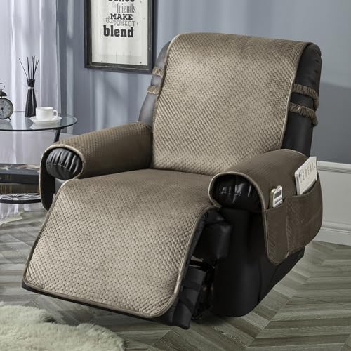 STONECREST Recliner Chair Cover Water Resistant Velvet Quilted Slipcover Stay in Place BlackGrey Recliner 23 Regular product thumbnail 10