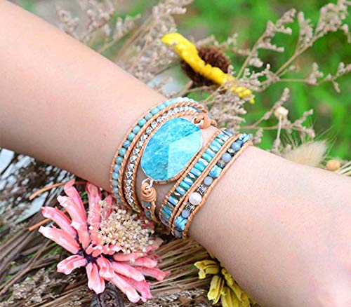 Image of Boho Wrap Bracelet for Women, Handmade Natural Imperial Jasper Multi-Layer Stone Beaded Bracelet, Bohemian Healing Crystal Stone Jewelry Gifts
