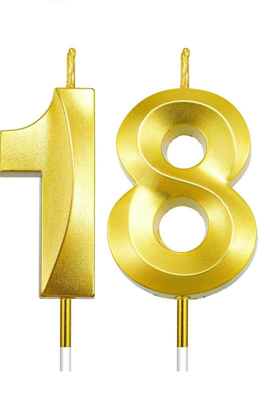 Image of Number Candles with Crown 3 inch for Birthday Parties, Wedding, Engagement, Valentines Day Celebration, Theme Party Cake Decoration Gold (Numerical No 18 or 81)