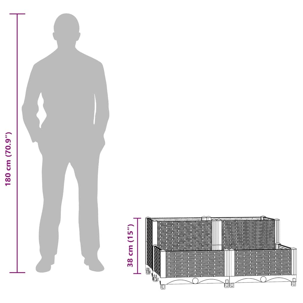 Hothingwell Arriate 80x80x38 cm Polipropileno | Robusto para exterior, amplio espacio para plantas, flores y verduras, macetero de jardín