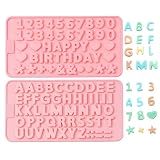 Verdental Small Letter Number Silicone Molds Set Candy Chocolate Non-stick Happy Birthday Cake Decor