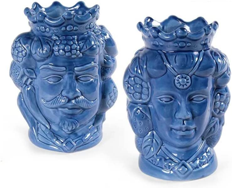 Têtes de mortier bocaux en céramique bleu 835964 pour décoration maison et jardin gic