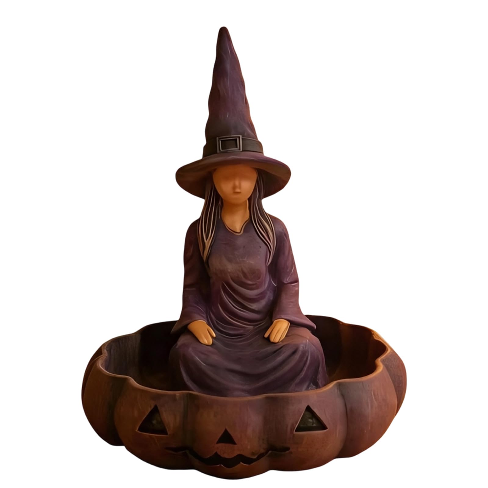 Pangboer Multicolor Table Catchall Bowl Halloween Resin Pumpkin Witch Decor, Seasonal Candy Tray, Shelf Card Holder, Entryway Trinket Organizer Accent Witch Pumpkin Catchall Tray Seasonal Trinket Bowl Halloween Tabletop