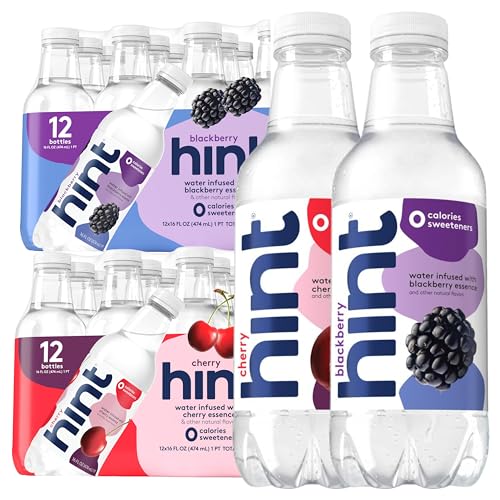 Image of Hint Bottled Water, Blackberry and Cherry- Purified Flavored Water with Zero Calories, Sugar Free, Natural Flavors - 16 Fl Oz (Pack of 24)