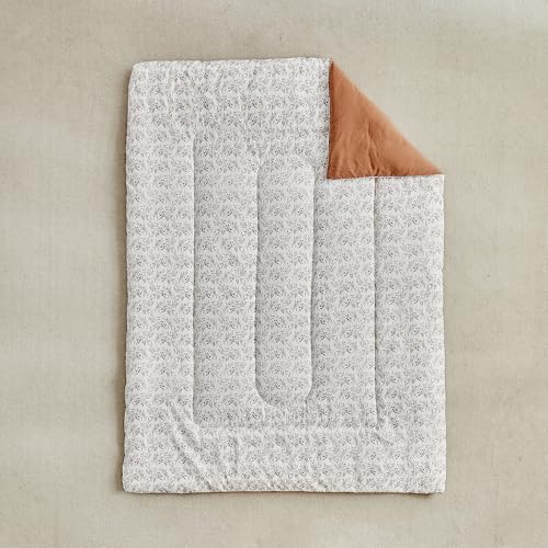 Image of DuShow Toddler Bedding Set for Girls and Boys,4 Piece Bed-in-a-Bag Toddler Comforter Sets,Tan Leaf Crib Bedding Sheets Set,Include Quilt Comforter,Flat Sheet,Fitted Sheet,Pillowcase